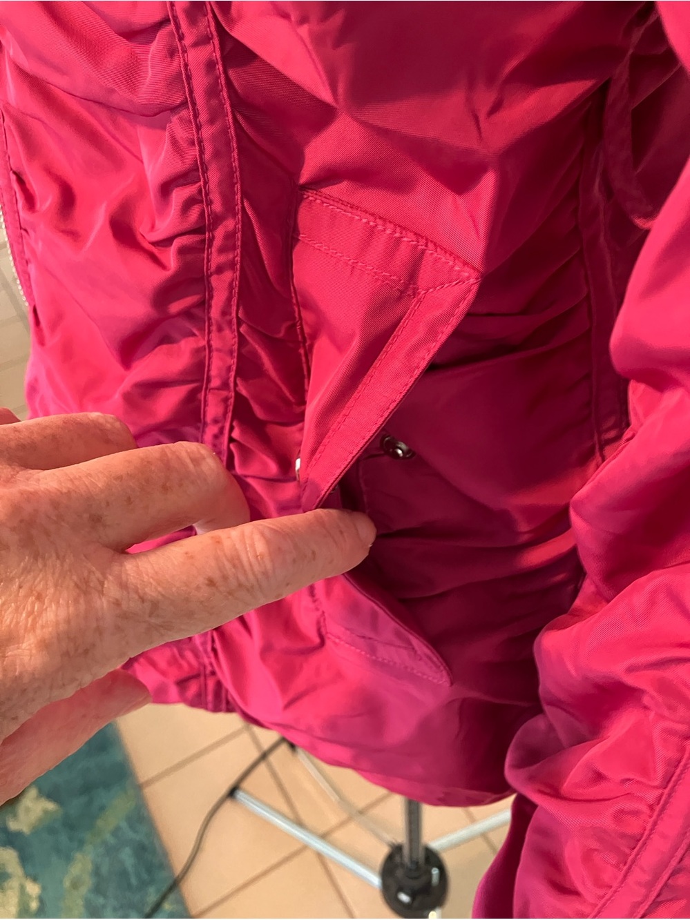 Betsey Johnson Ruched Raspberry Pink Zipper Jacket M - Picture 5 of 9